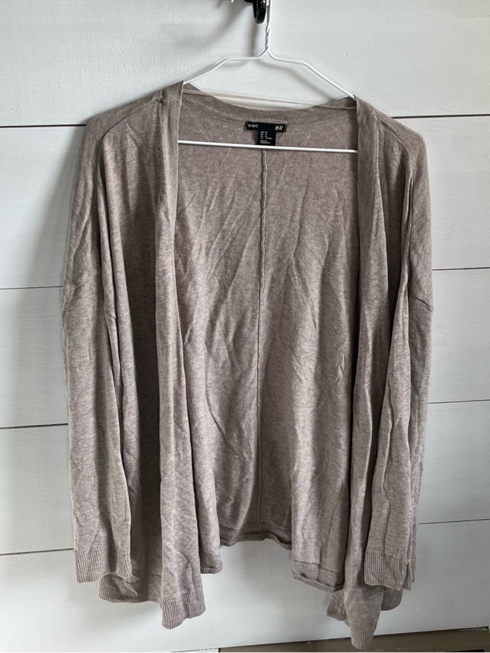 H&M Basic Lightweight Open Cardigan - Taupe Heather